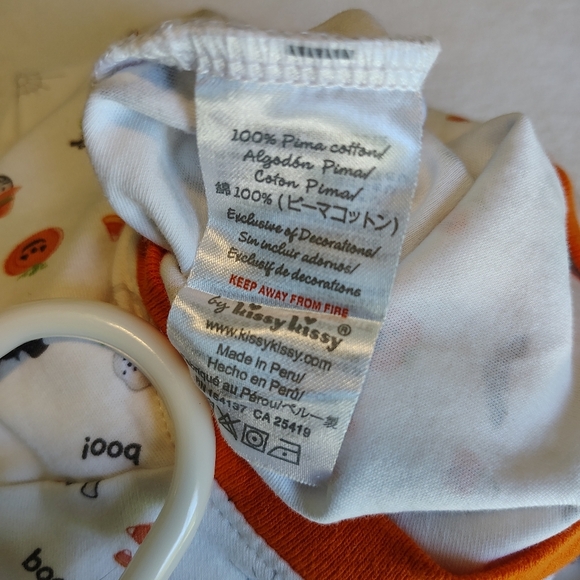 Kissy Kissy Fall Pumpkins Ghosts Bats Cats Spiders Halloween Sleeper 3-6 Months - Picture 4 of 5